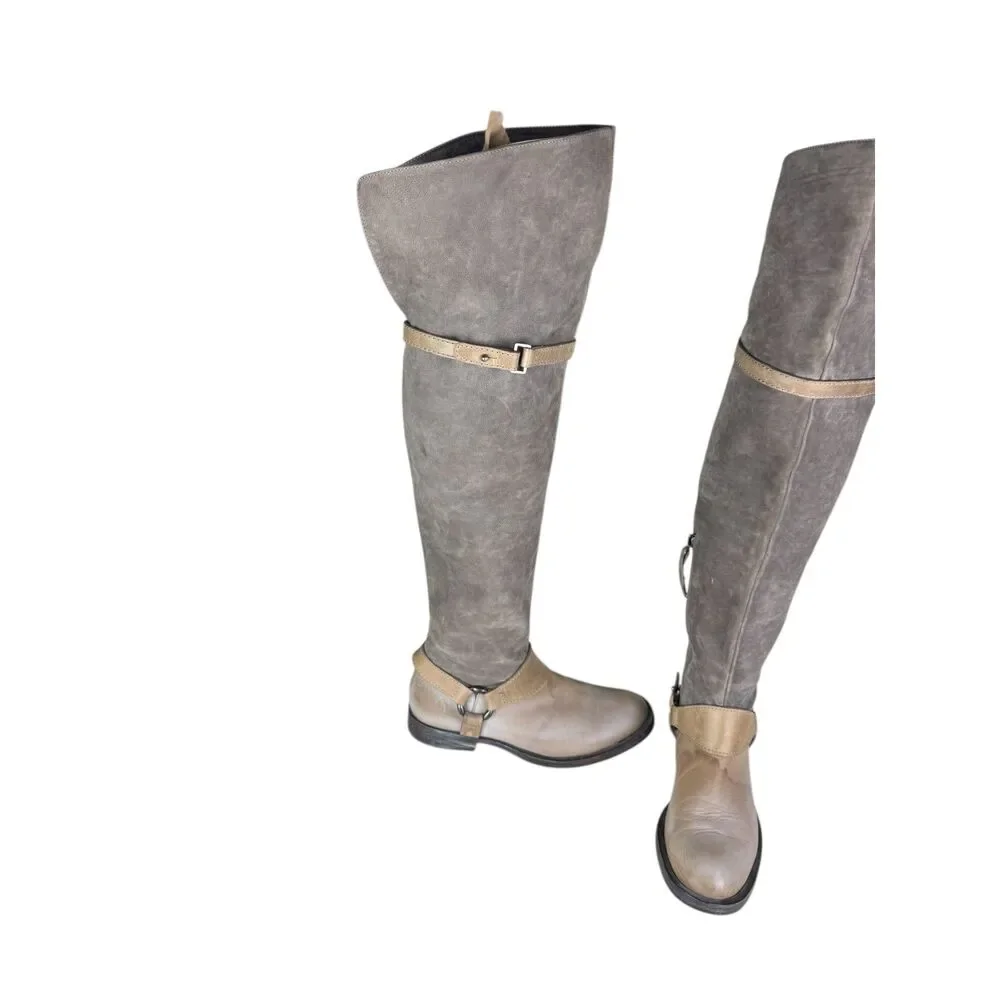 brunello cucinelli suede boots women over the knee size 37.5 7‎ Gray